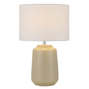 Anni Ceramic Table Lamp with Ribbed Design and Nickel Accents