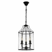 Arcadia 3 Light Black & Clear Bevelled Glass Pendant Light