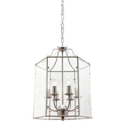 Arcadia Satin Chrome & Clear Bevelled Glass 6 Light Pendant