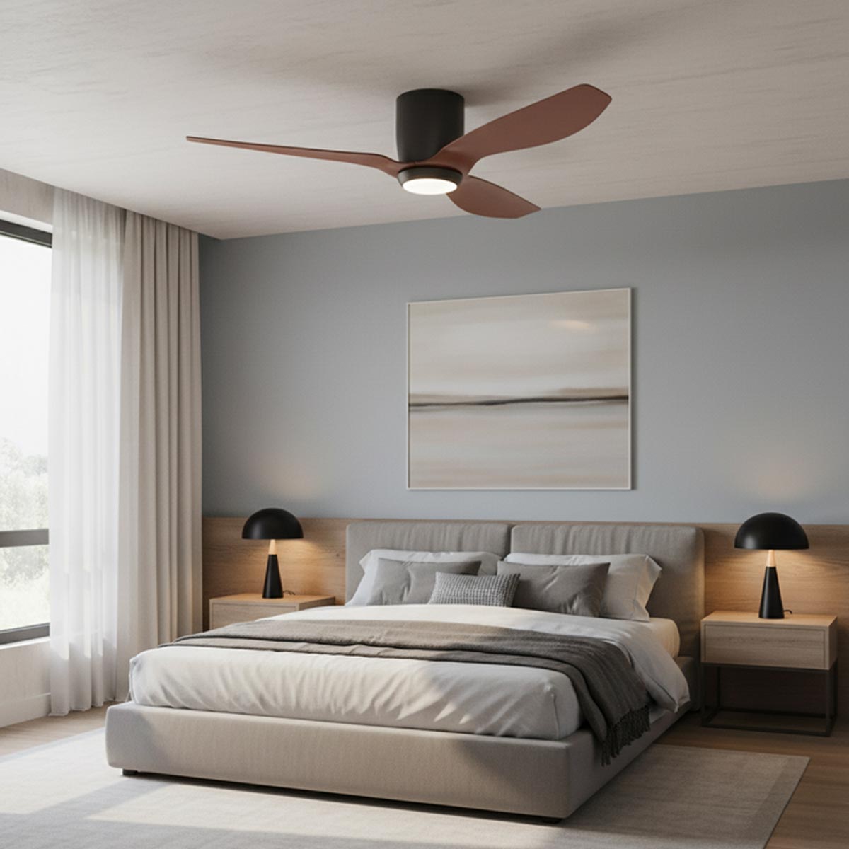 Ares 52" Low Profile Smart DC Ceiling Fan with LED Light & Remote