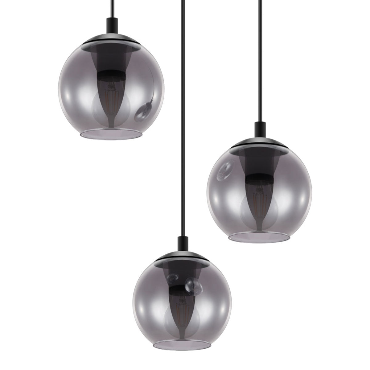 Ariscani 3 Light Pendant with Black Vaporised Glass