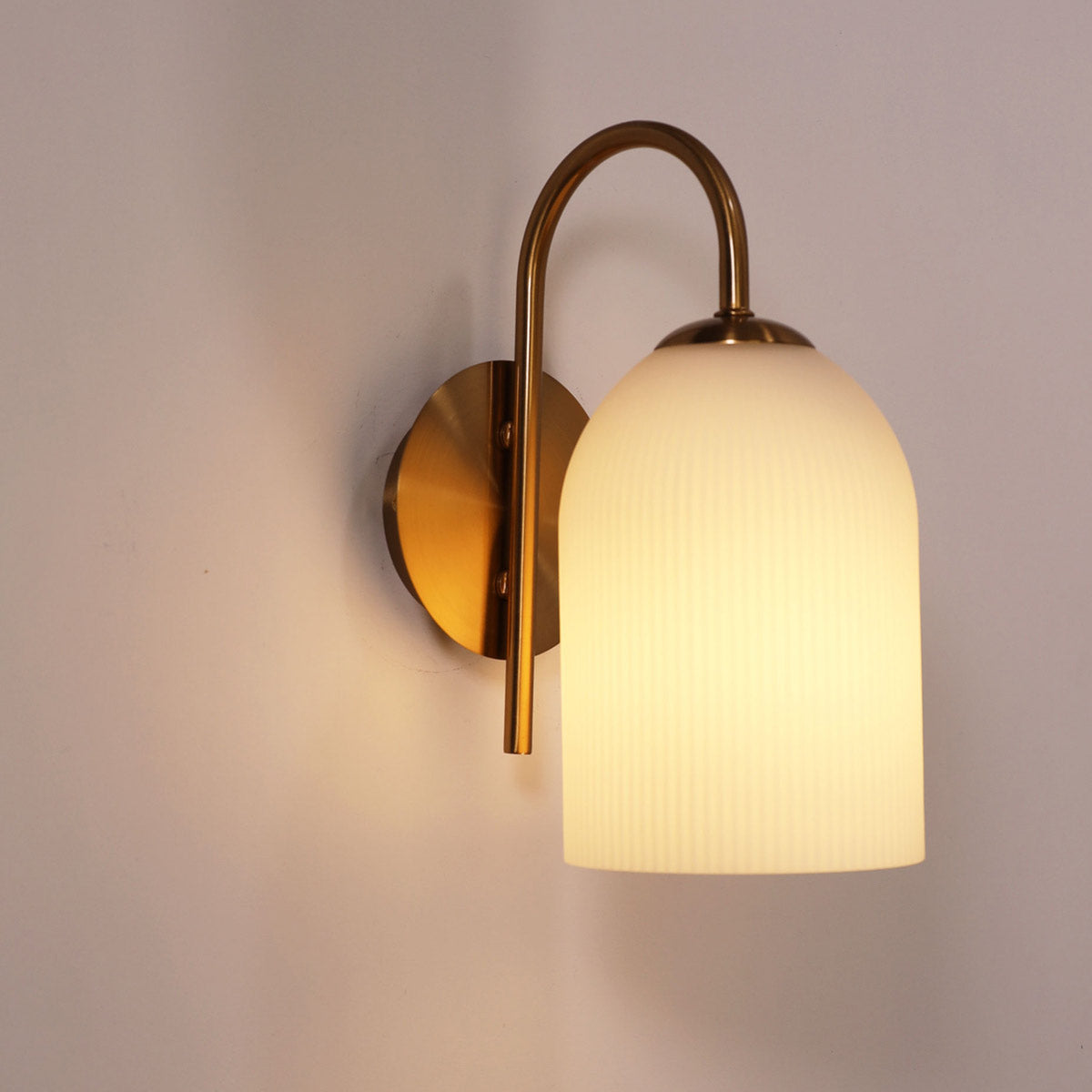Arley Satin Bras Wall Light with Opal Matte Glass