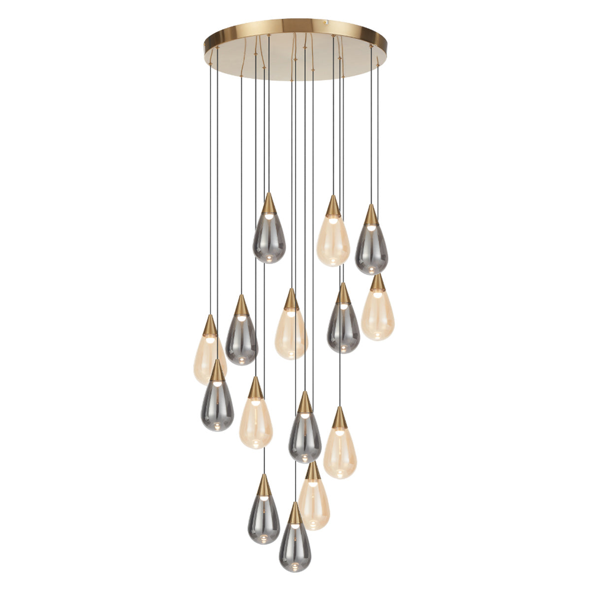 Atico 15 Light Glass Drops LED Cluster Pendant