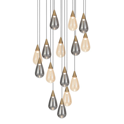 Atico 15 Light Glass Drops LED Cluster Pendant