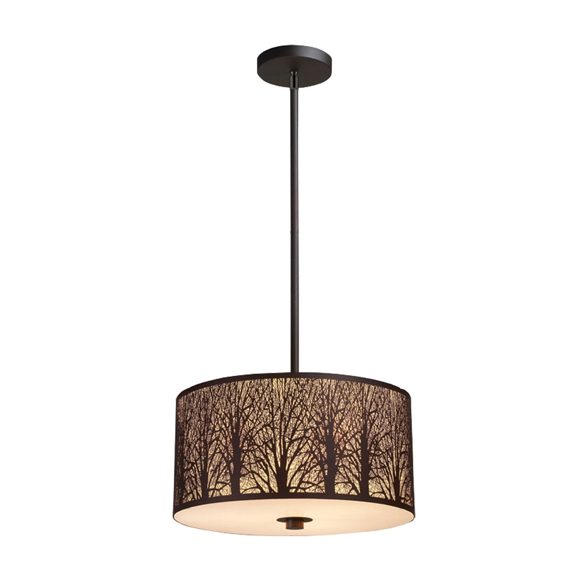 Autumn Rustic Ornate Tree Single Interior 60W Pendant - Large - Aged Bronze / Amber