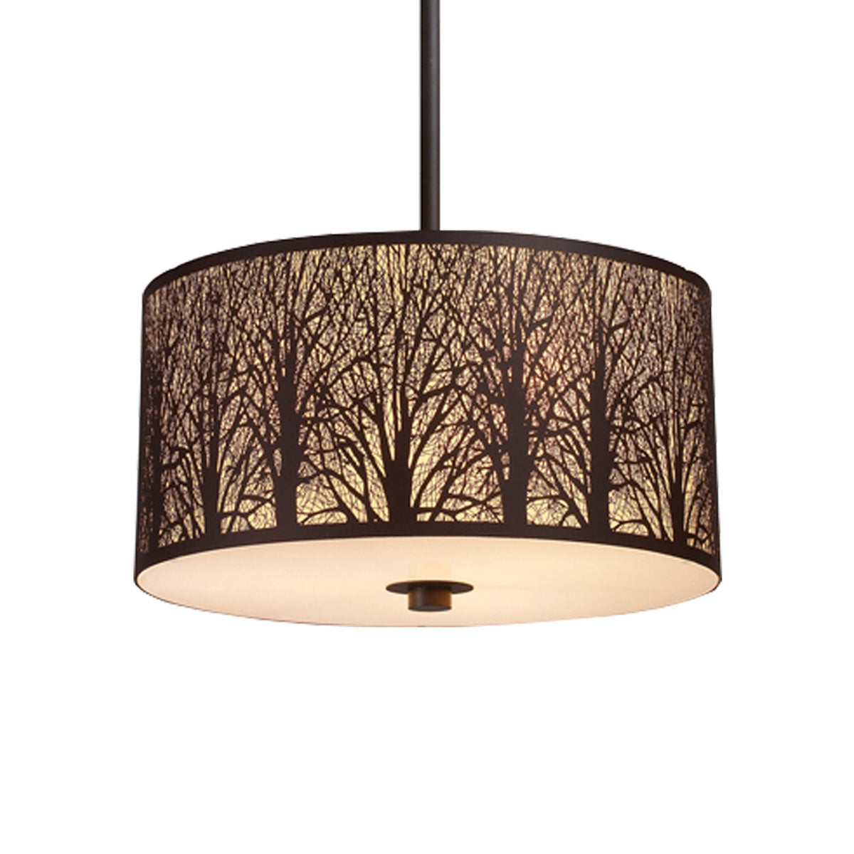 Autumn Rustic Ornate Tree Single Interior 60W Pendant - Large - Aged Bronze / Amber