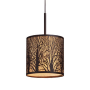 Autumn Rustic Ornate Tree Single Interior 60W Pendant - Small - Aged Bronze / Amber