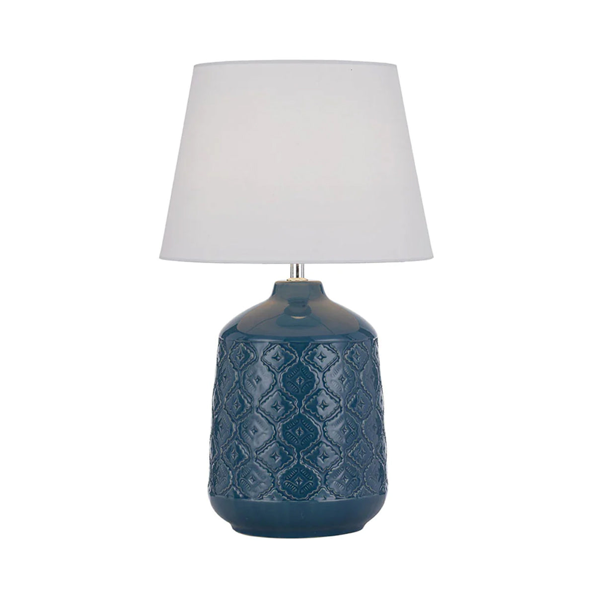 Baci Ceramic Table Lamp with Antique Motif Fabric Shade