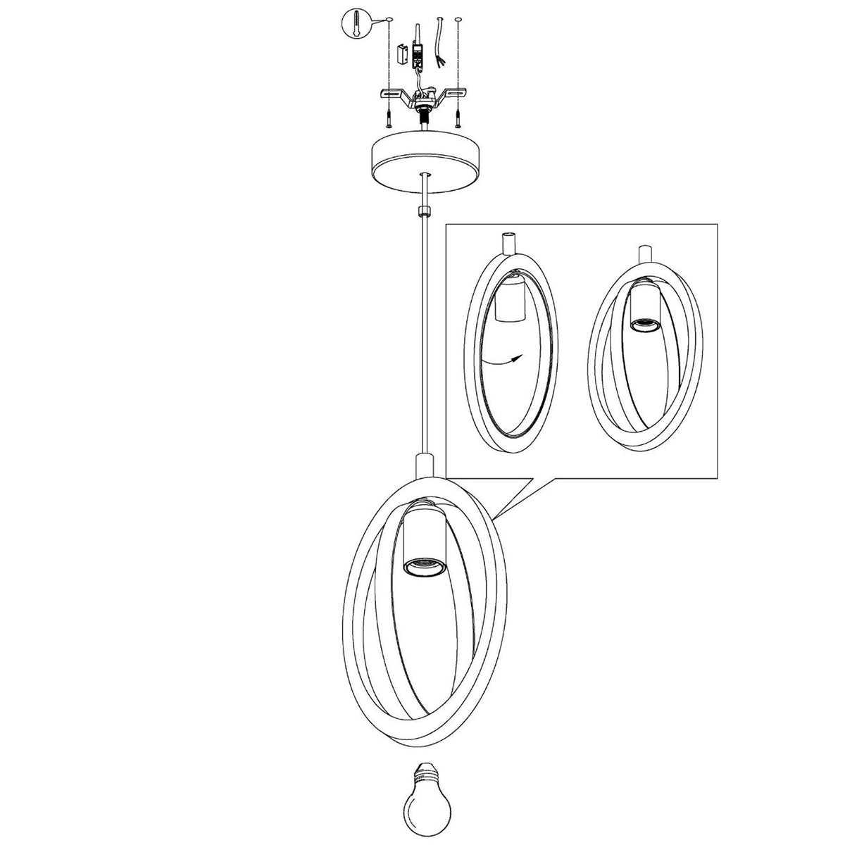 Basildon 1 Light Single Circle Pendant Light with Timber Rings