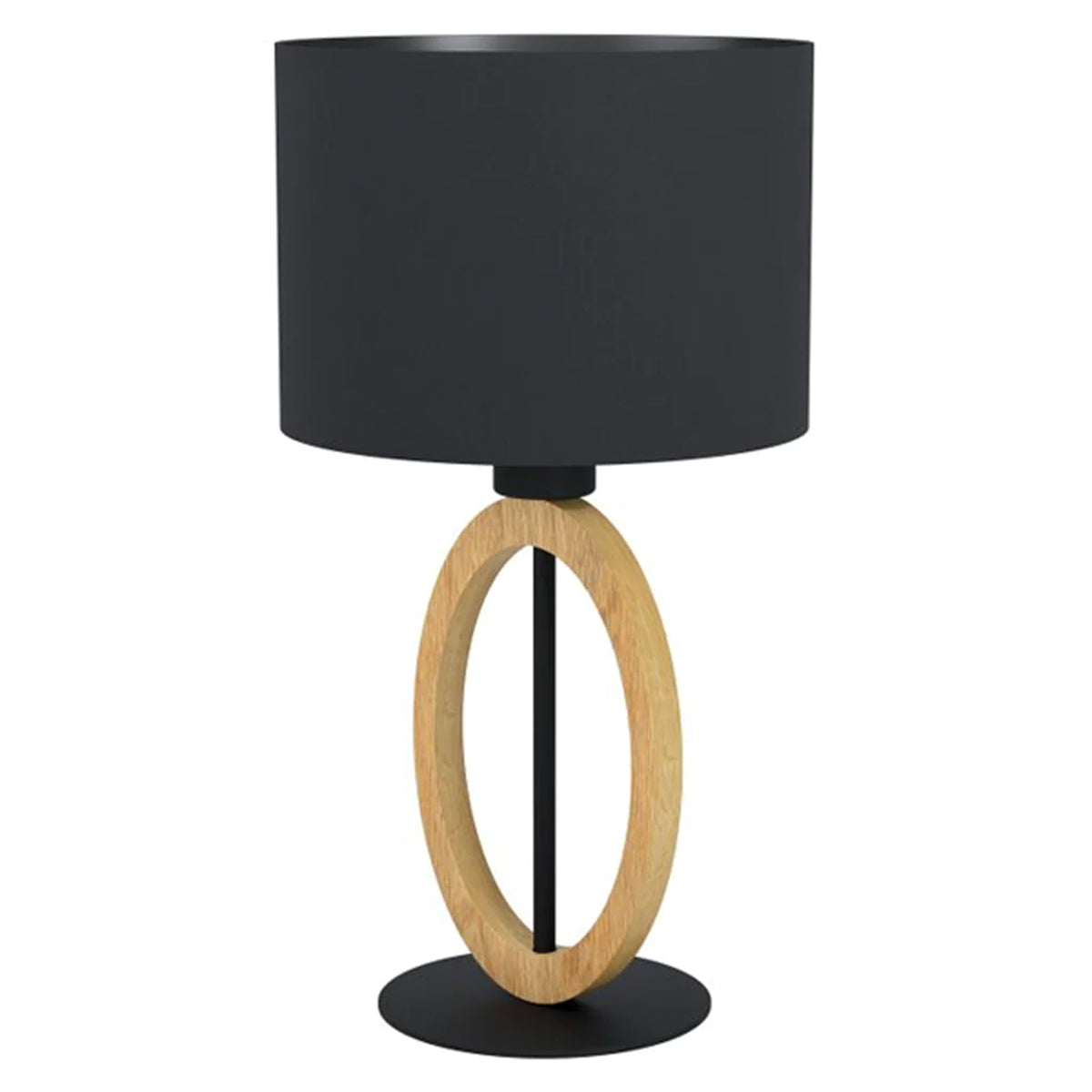 Basildon Table Lamp with Black Metal & Timber Rings