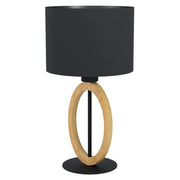 Basildon Table Lamp with Black Metal & Timber Rings