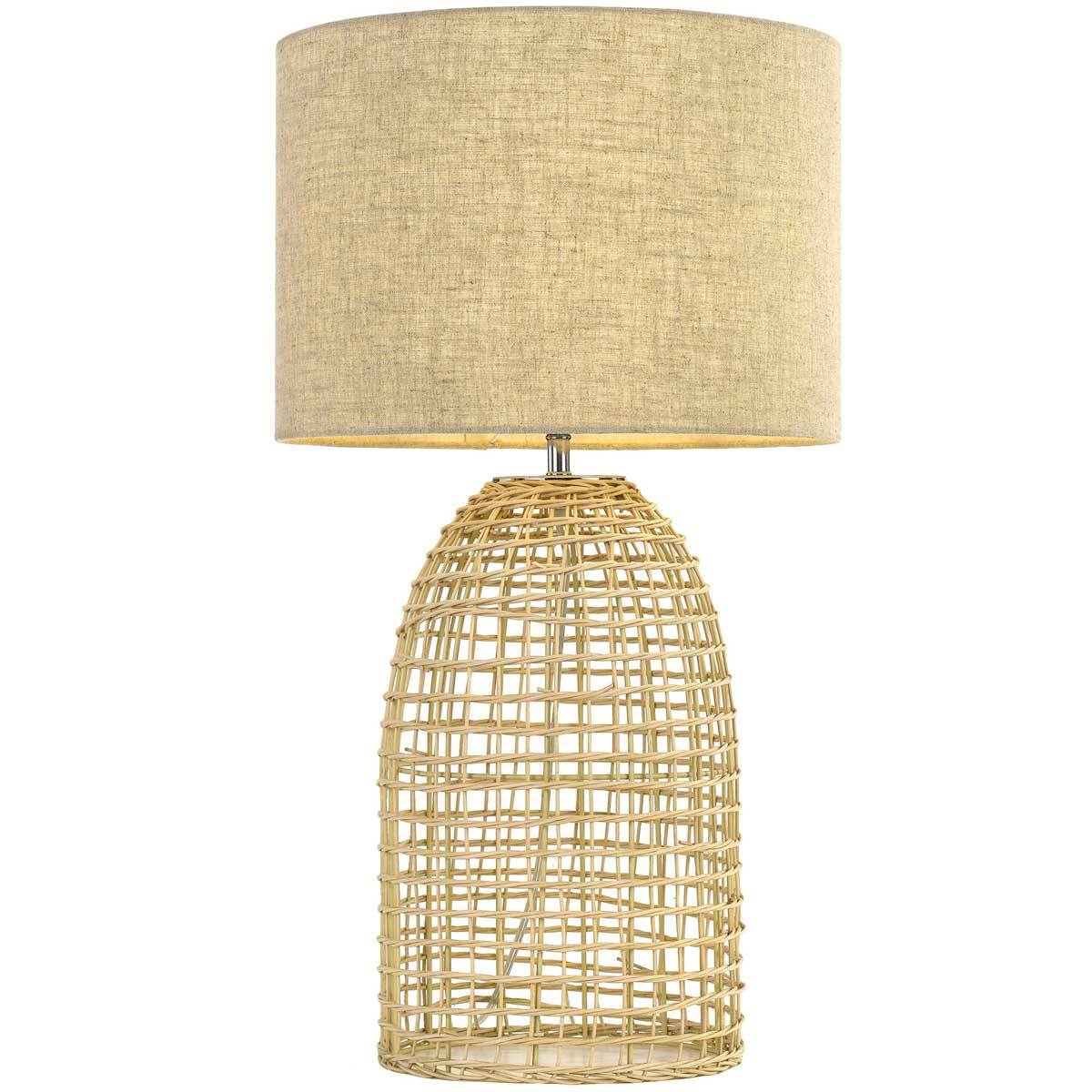 Bayz 40 Rattan Table Lamp with Fabric Shade