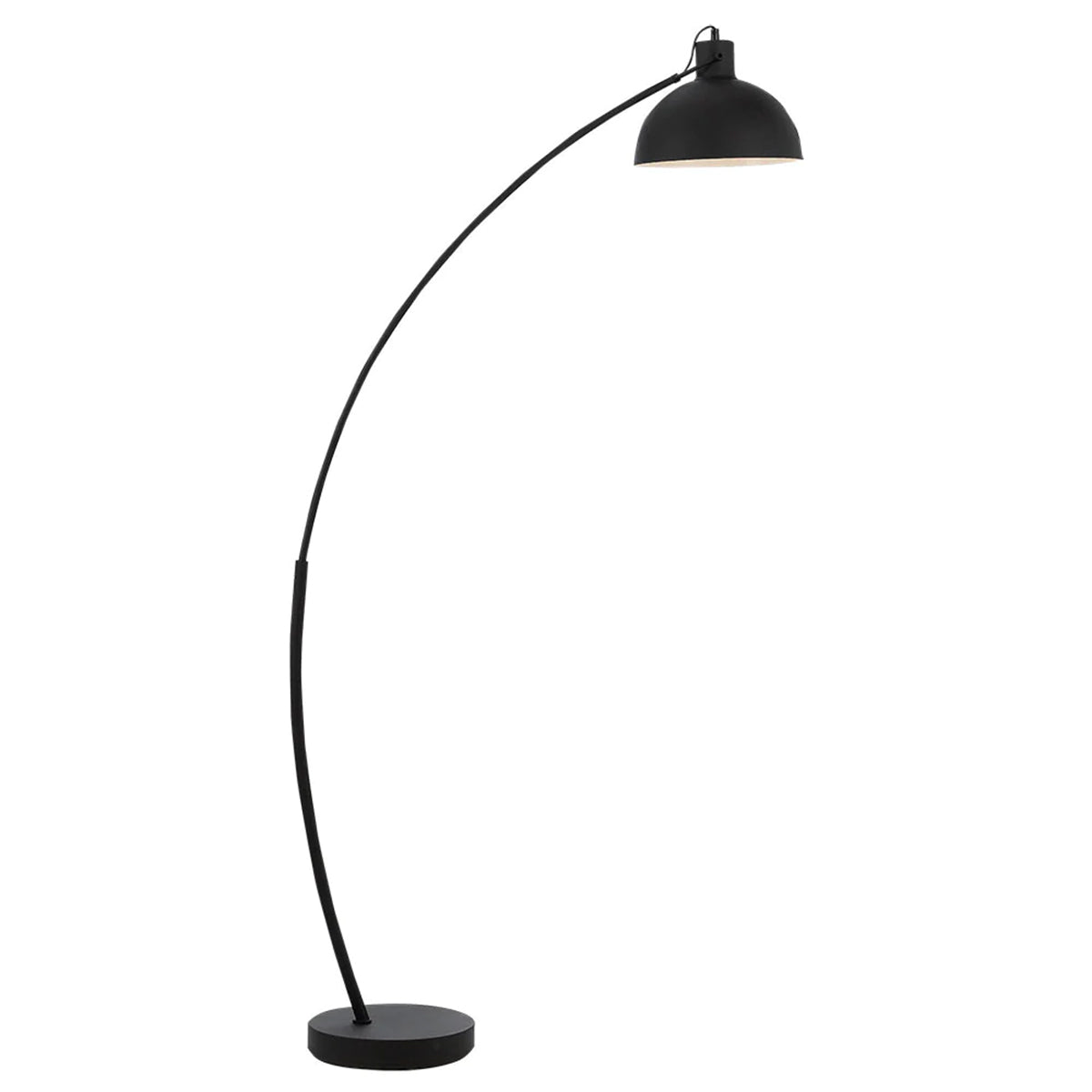 Beat Floor Lamp with Metal Base and Curved Arm