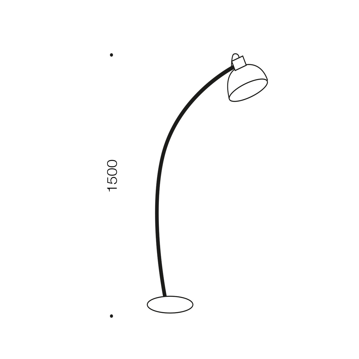 Beat Floor Lamp with Metal Base and Curved Arm