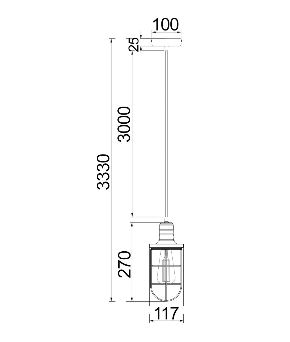 Blackband Rounded Bottom Iron Cage Pendant Light