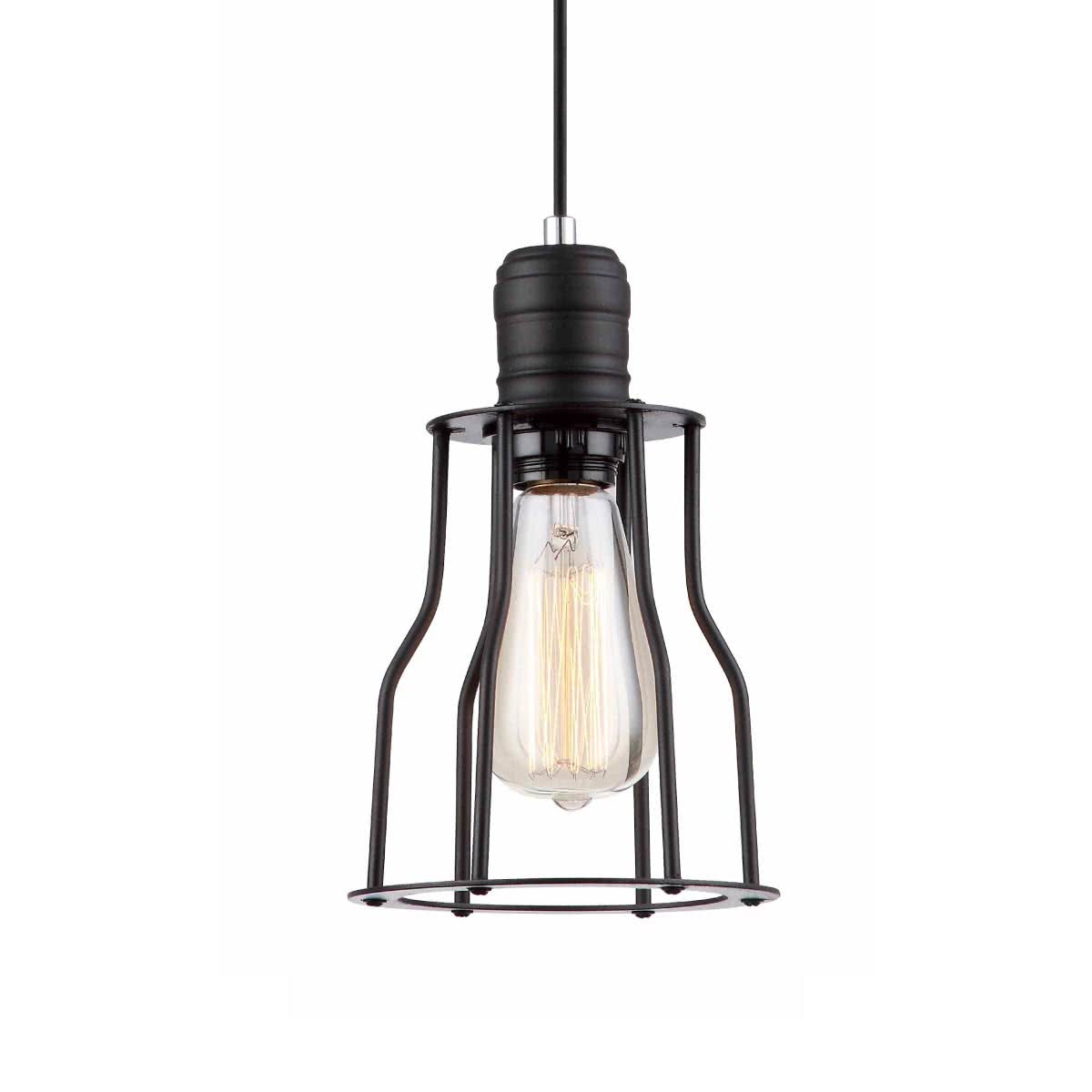 Blackband Stepped Bottom Iron Cage Pendant Light