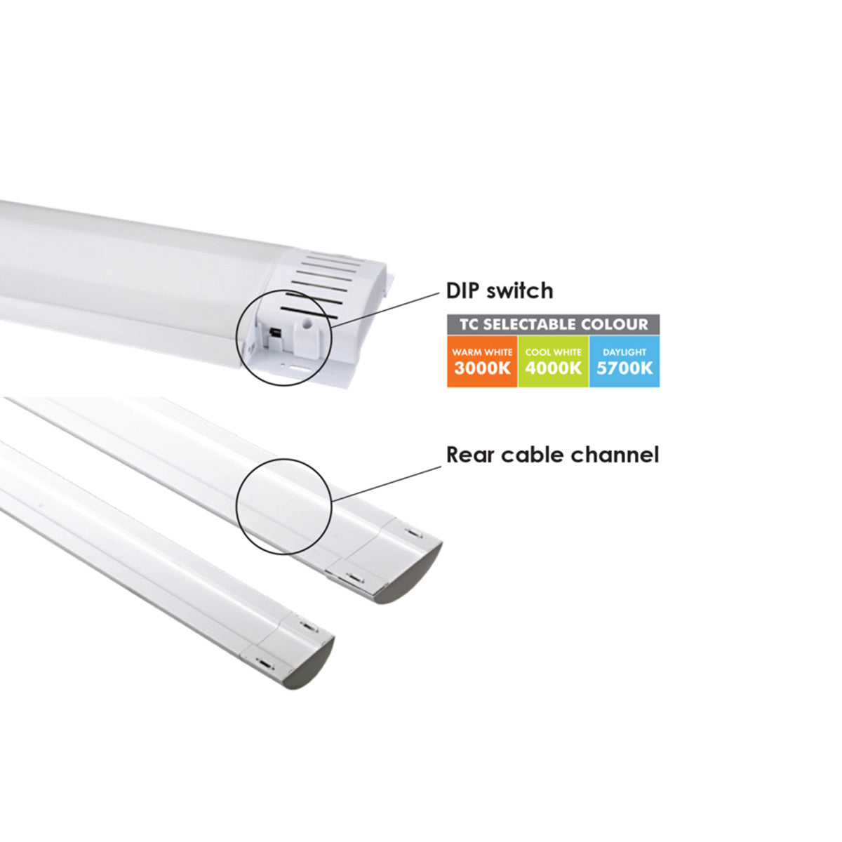 Blade 50W LED Tri Colour Low Profile 1500mm Batten Light