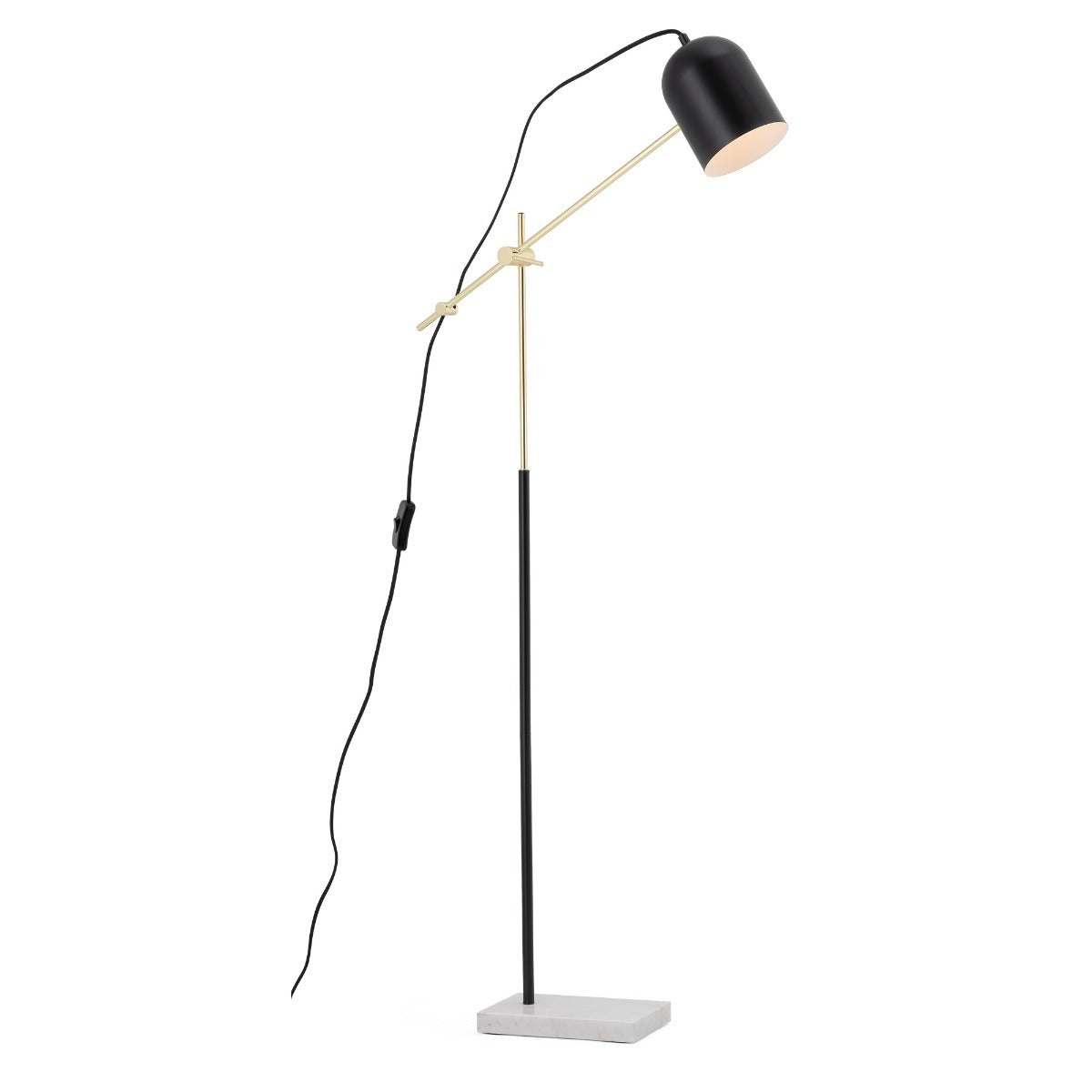 Blair Gold Arm with White Marble Floor Lamp