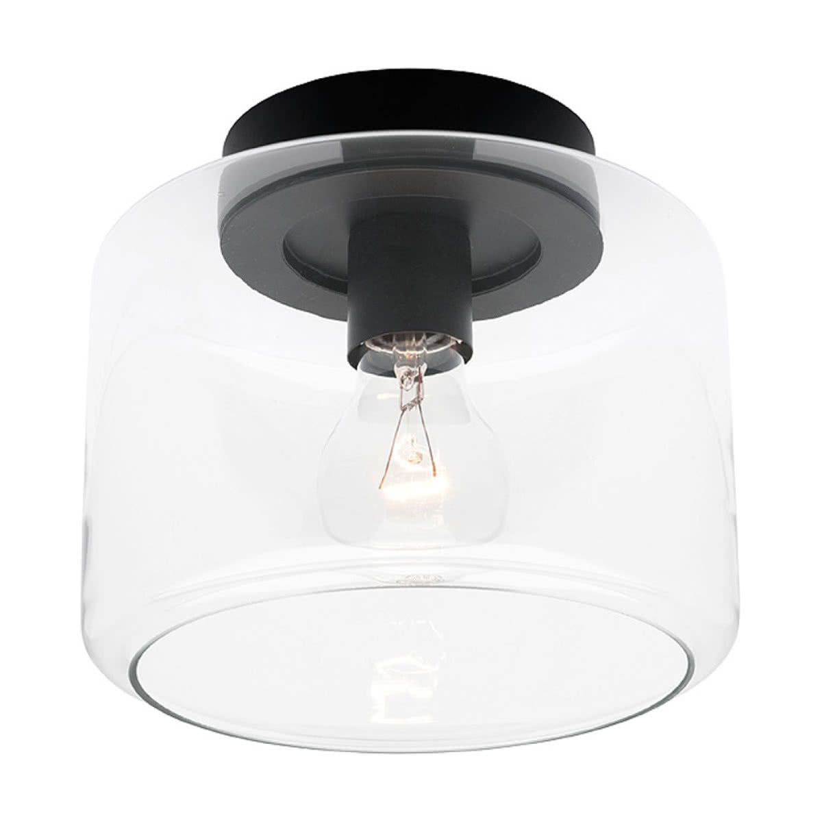 Blasko Round Clear Glass and Metal DIY Batten Fix Light - Matt Black