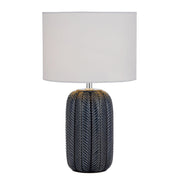 Bokem Table Lamp with Feather Motif Ceramic Base