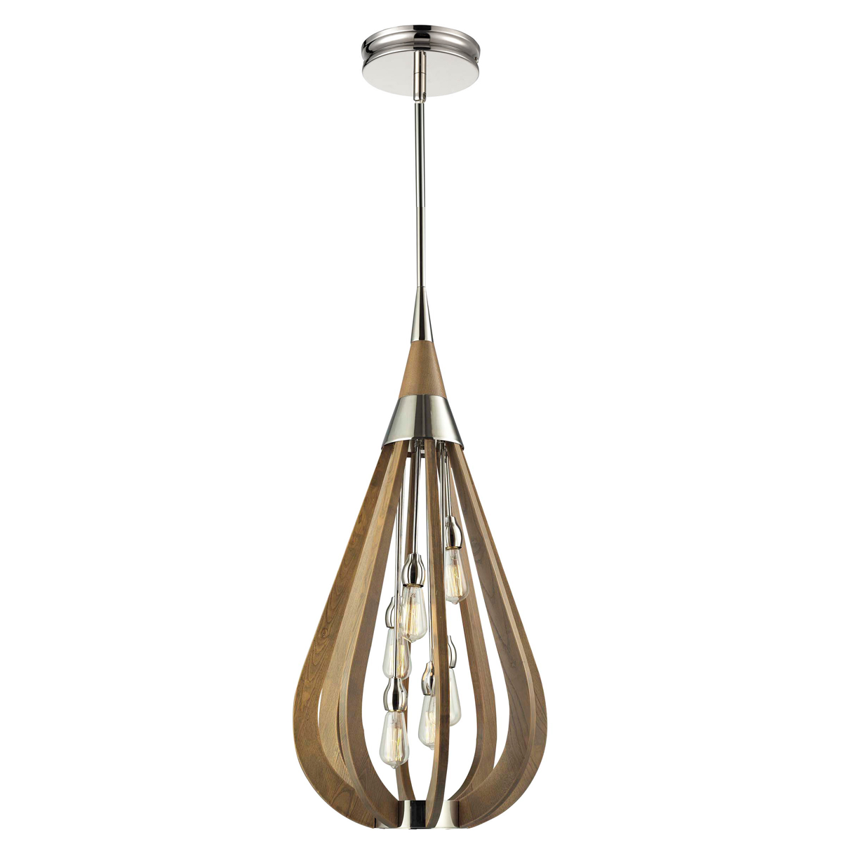 Bonito Large Taupe Wood Tear Drop Pendant Light