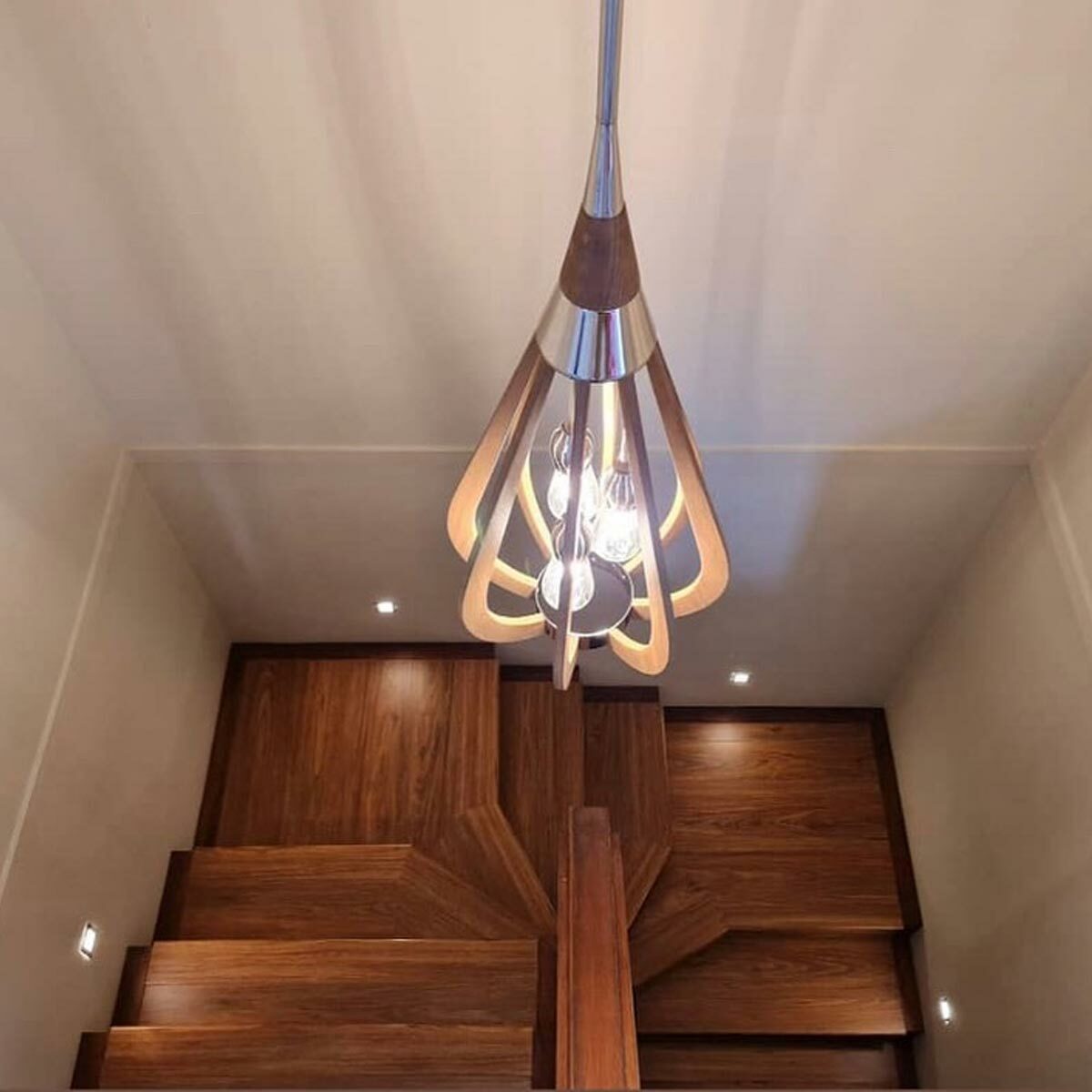 Bonito Medium Taupe Wood Tear Drop Pendant Light