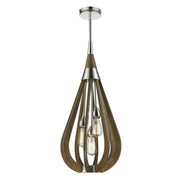 Bonito Medium Taupe Wood Tear Drop Pendant Light