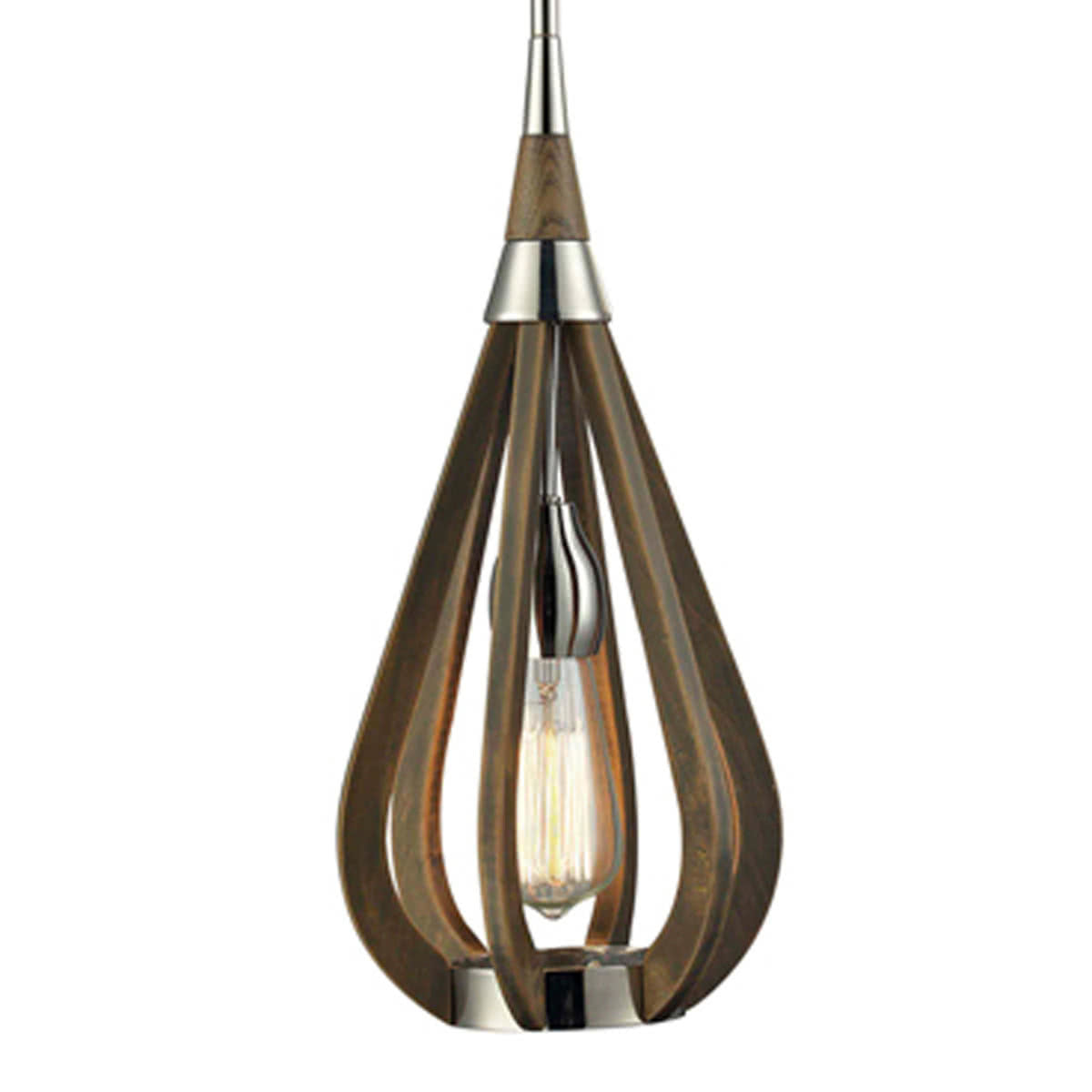 Bonito Small Taupe Wood Tear Drop Pendant Light