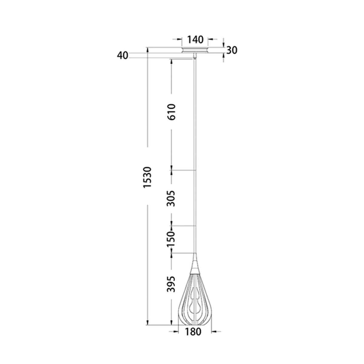 Bonito Small Taupe Wood Tear Drop Pendant Light
