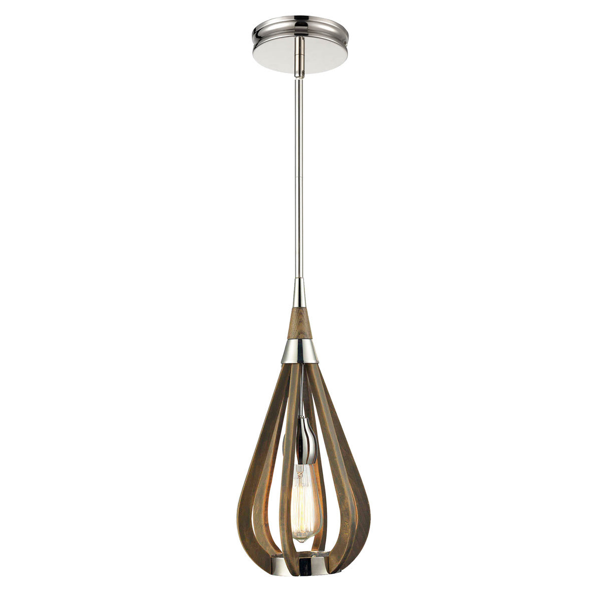 Bonito Small Taupe Wood Tear Drop Pendant Light