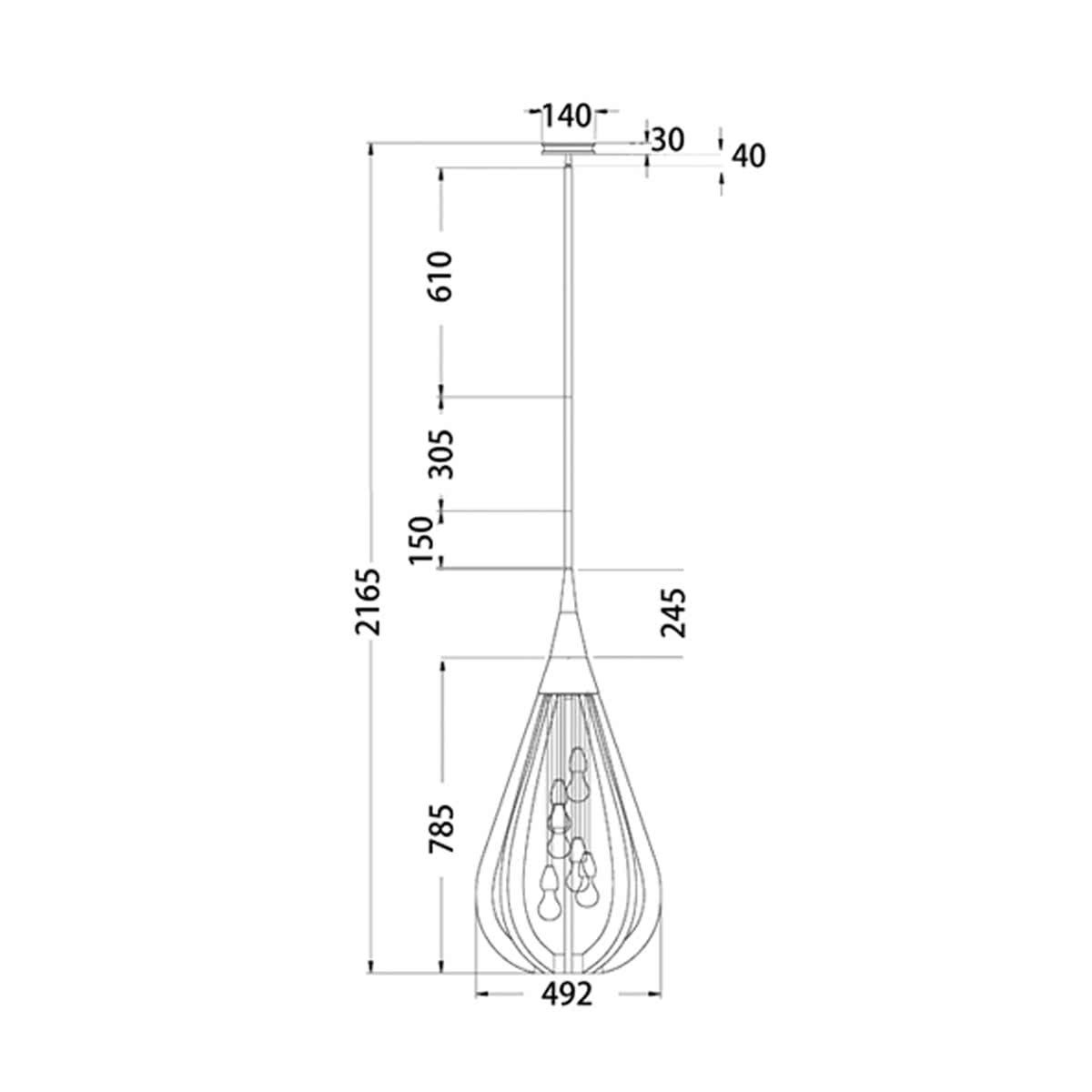 Bonito Large Wood Tear Drop Pendant Light
