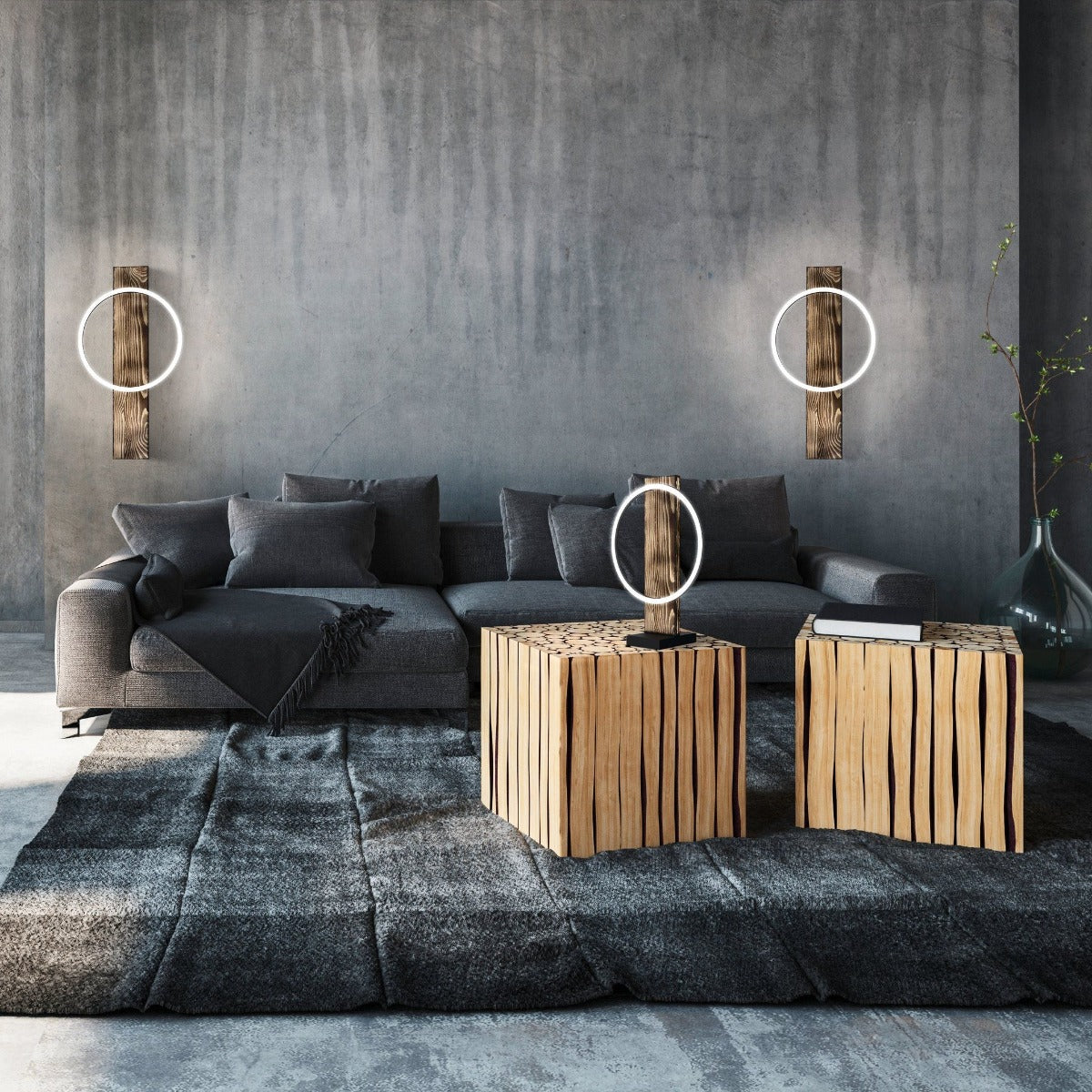 Boyal 12W LED Halo Ring Timber Wall Light