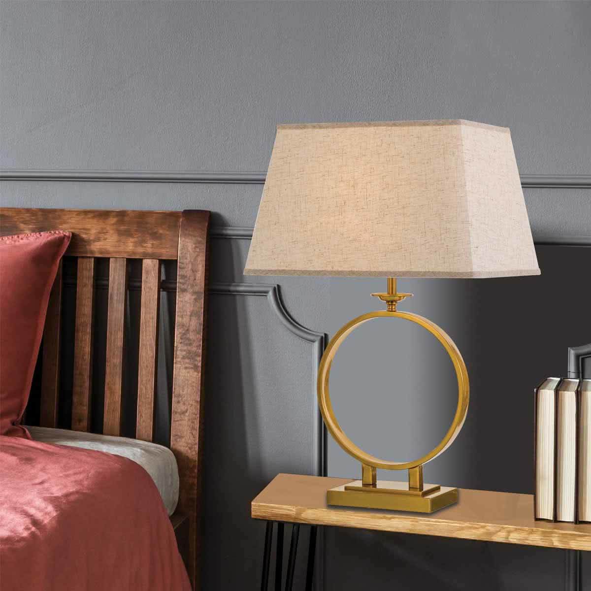 Brena Table Lamp with Antique Gold Frame and Cream Shade