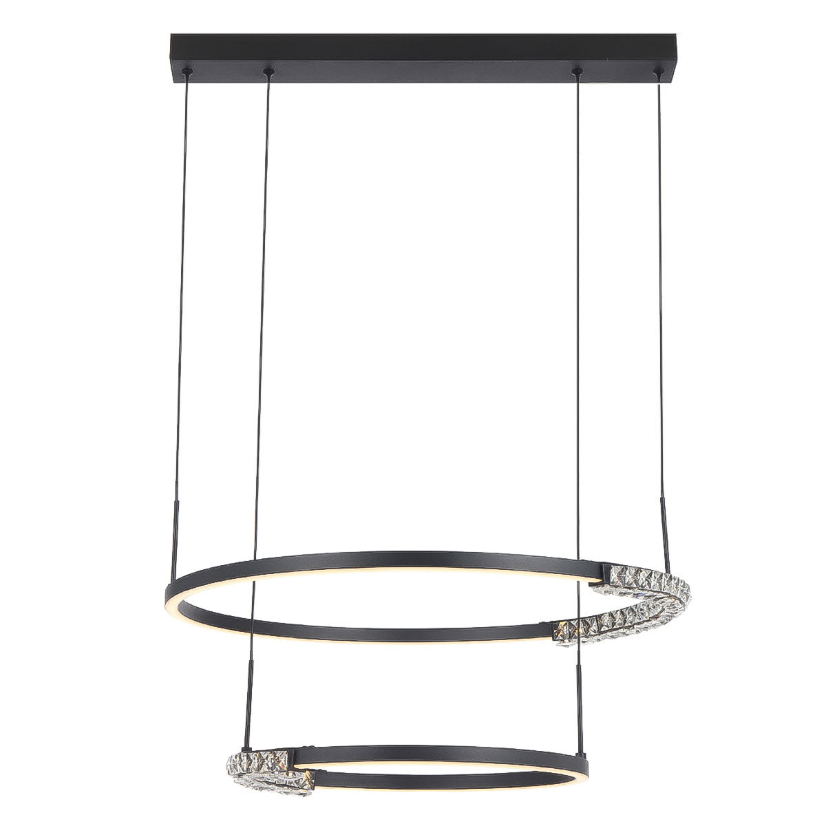 Brera 2 Tier Round LED Pendant Light with Crystal Accents