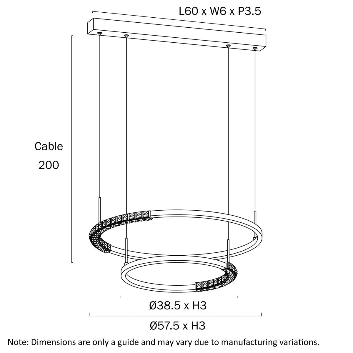 Brera 2 Tier Round LED Pendant Light with Crystal Accents