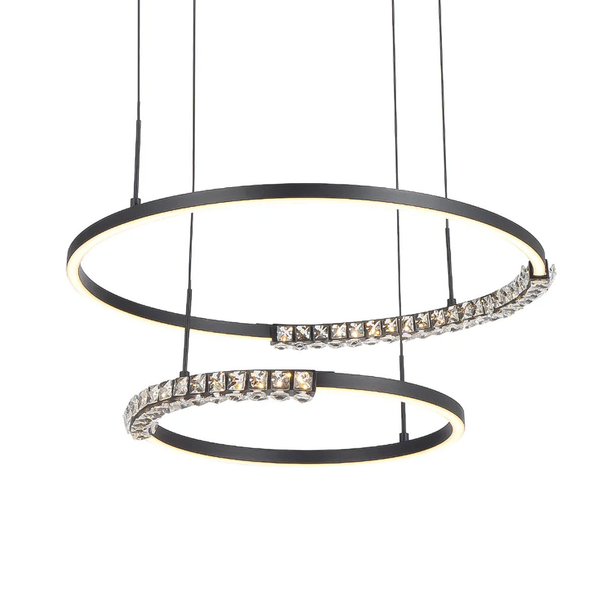 Brera 2 Tier Round LED Pendant Light with Crystal Accents