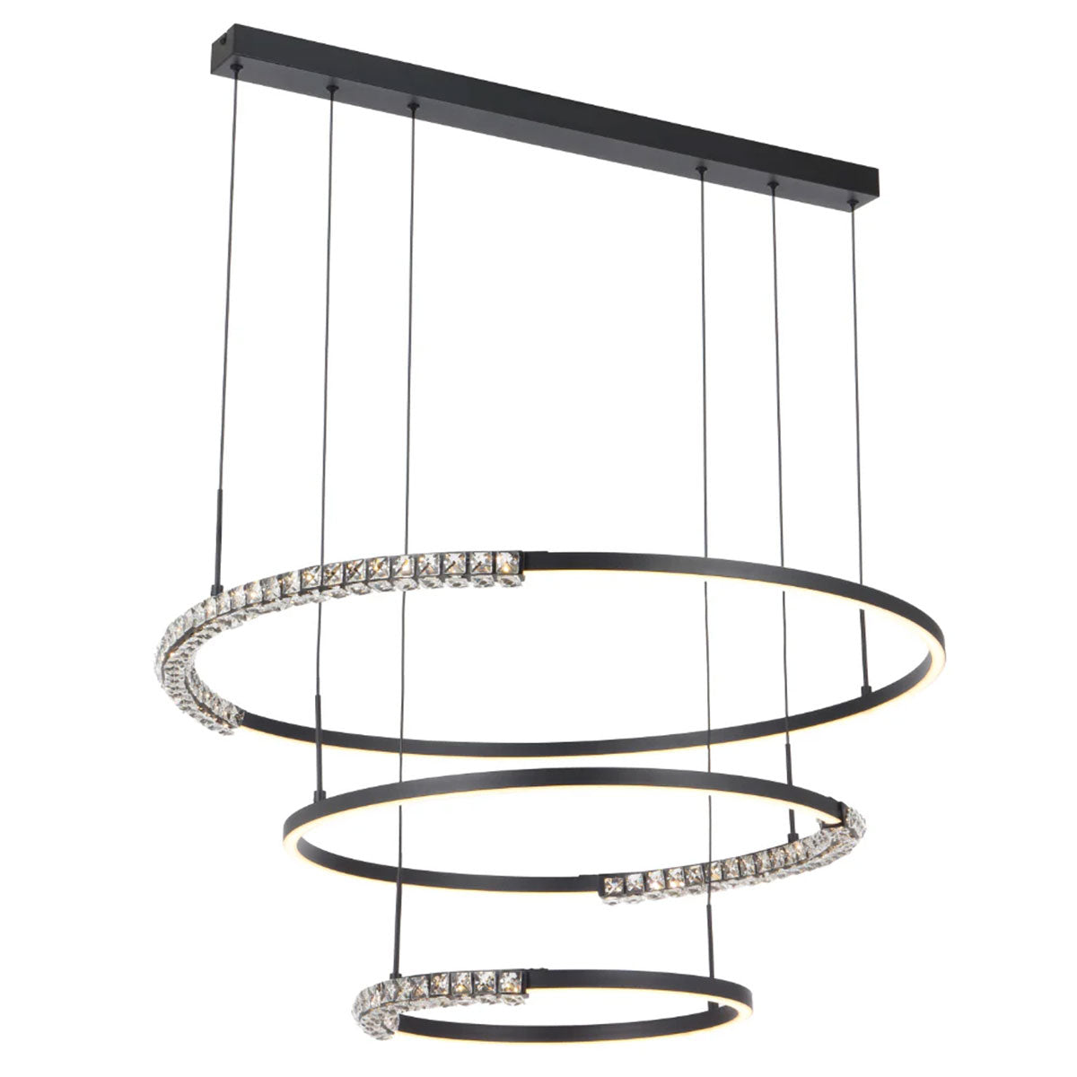 Brera 3 Tier Round Pendant Light with Crystal Accents