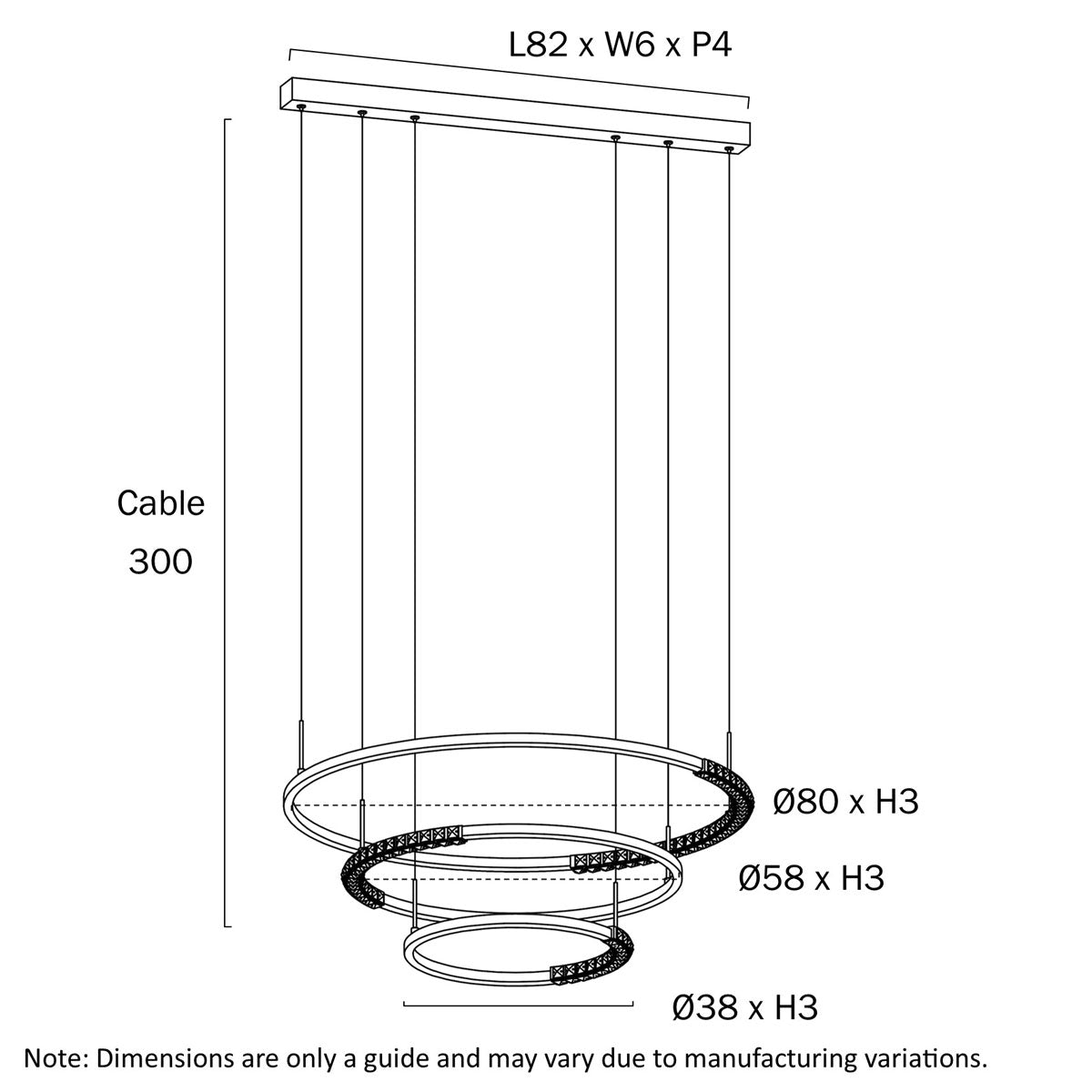 Brera 3 Tier Round Pendant Light with Crystal Accents