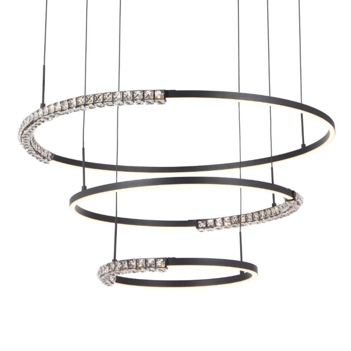 Brera 3 Tier Round Pendant Light with Crystal Accents