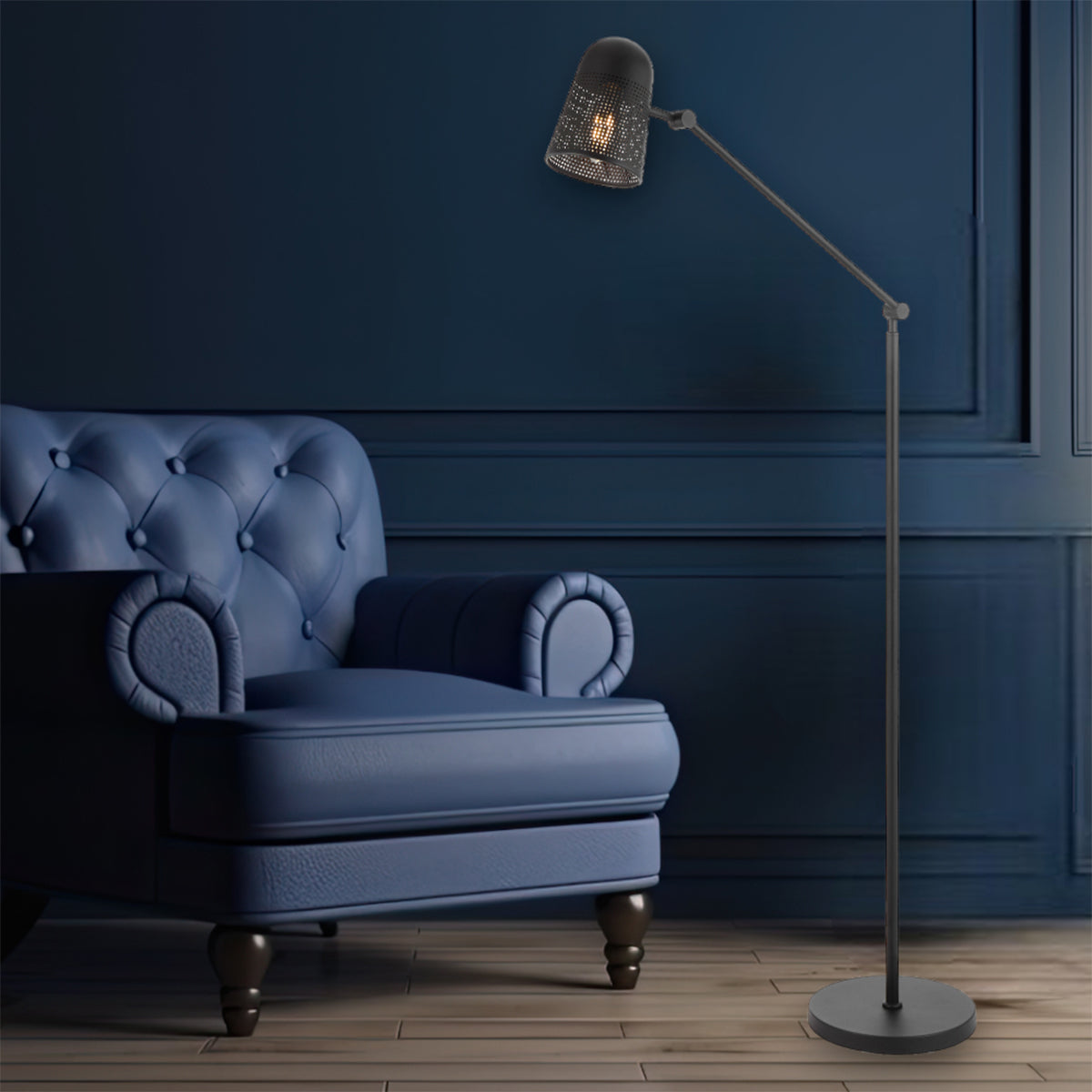 Cadena Adjustable Floor Lamp with Micro Perforated Shade