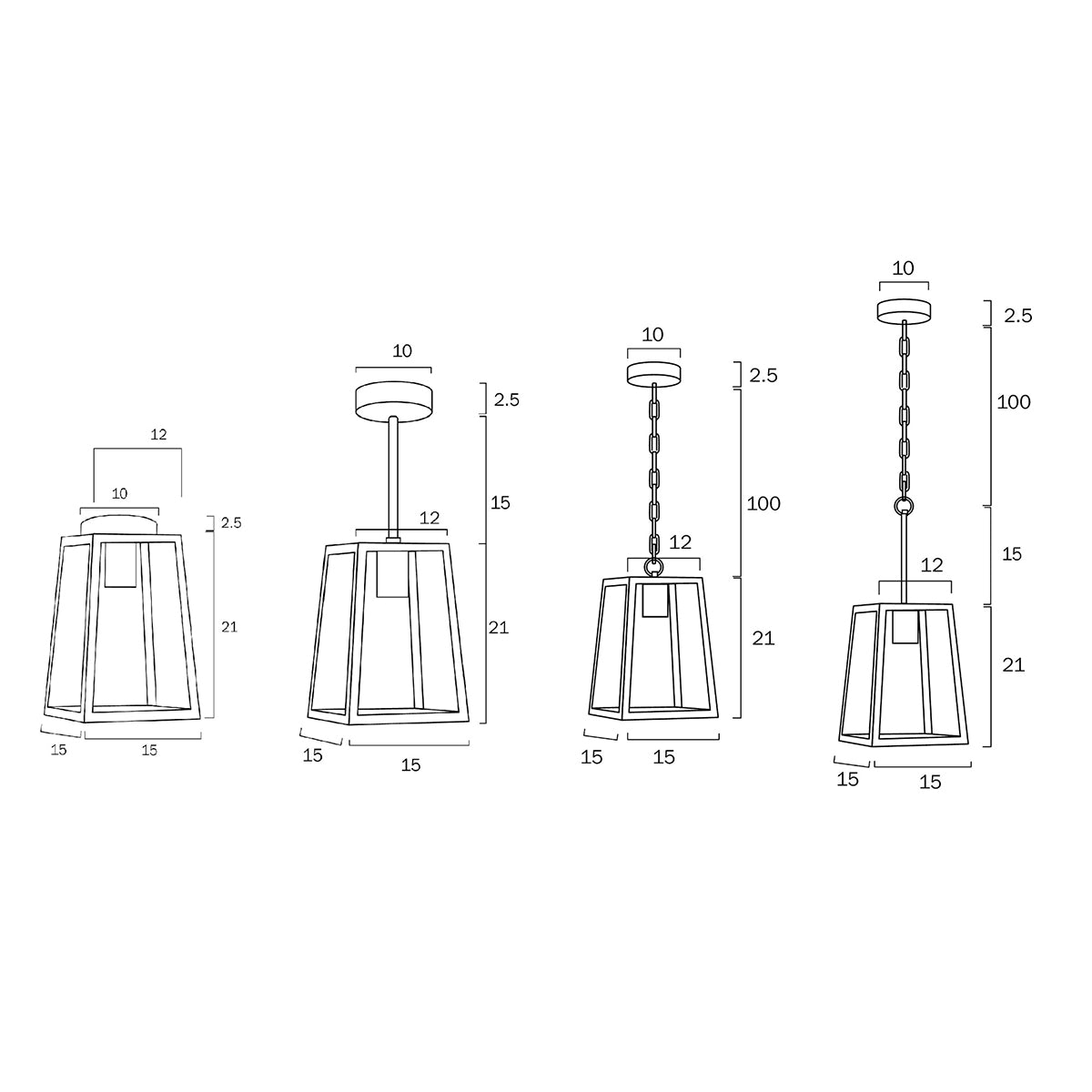Cantena Outdoor Pendant Light with Solid Brass Frame