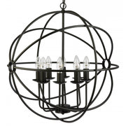 Cantina 8 Light Black Metal Cage Round Pendant Light