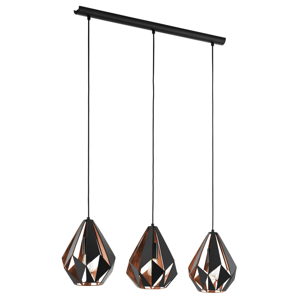 Carlton 3 Light Cage Pendant with Steel Shades