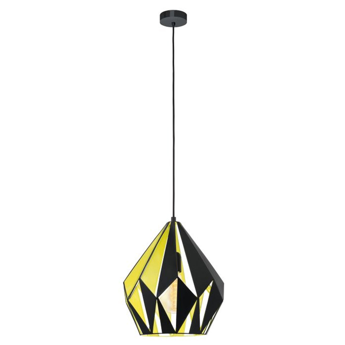 Carlton 1 Black Steel Pendant Light - Black/Yellow