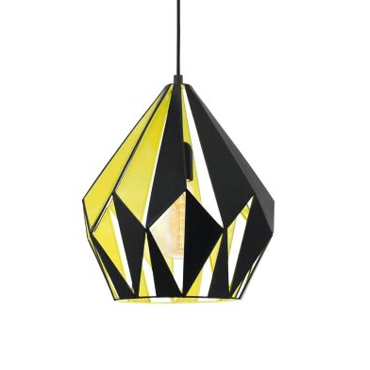 Carlton 1 Black Steel Pendant Light - Black/Yellow