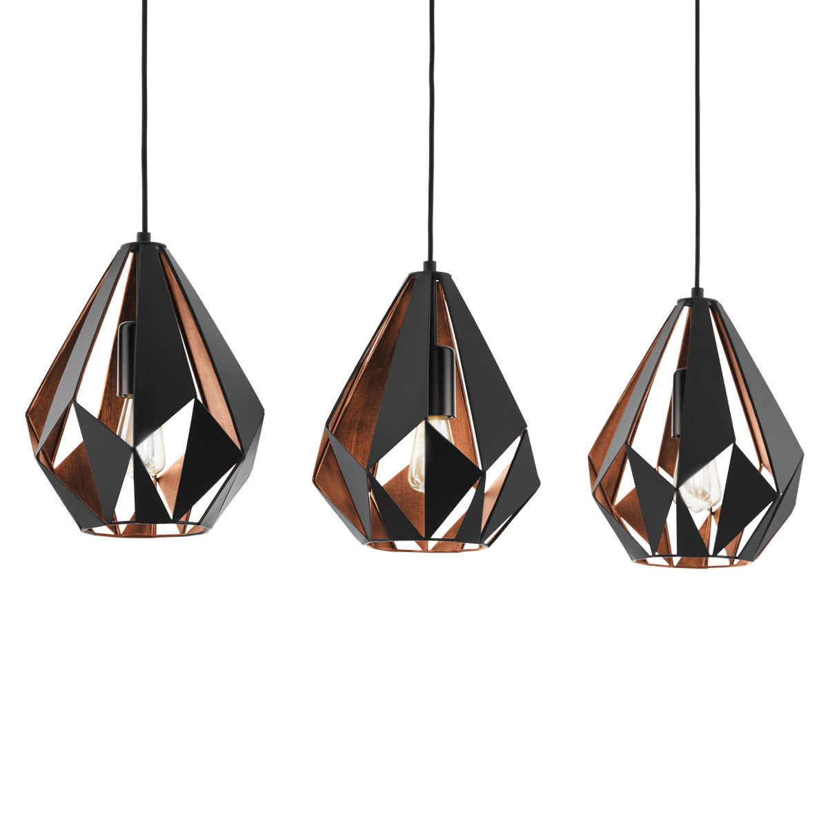 Carlton 3 Light Cage Pendant with Steel Shades