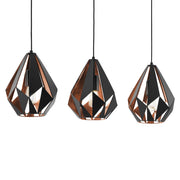 Carlton 3 Light Cage Pendant with Steel Shades