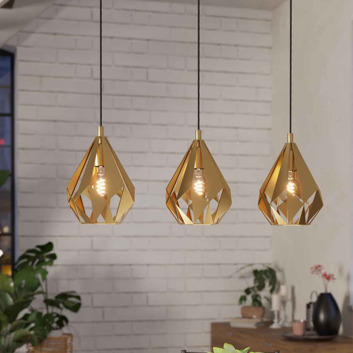 Carlton 3 Light Pendant with E27 Fittings