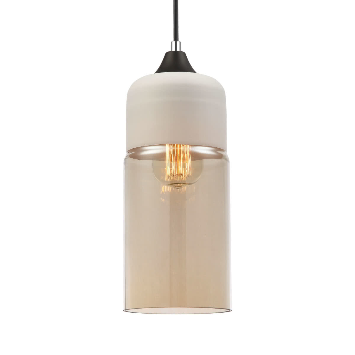 Casa White & Amber Glass Oblong Pendant Light