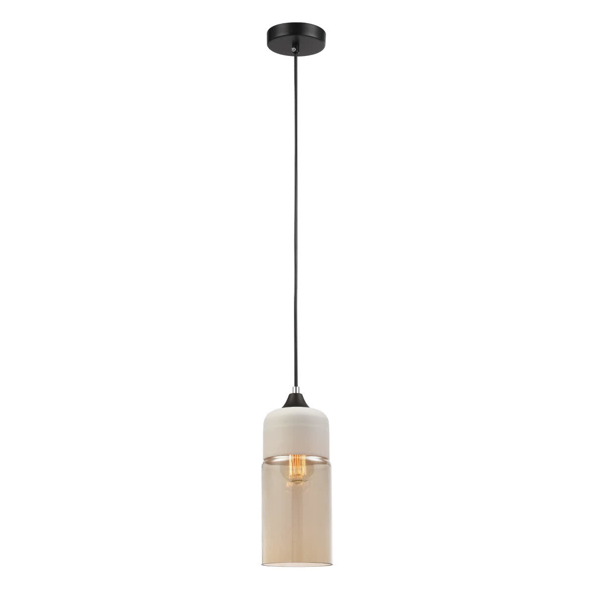 Casa White & Amber Glass Oblong Pendant Light